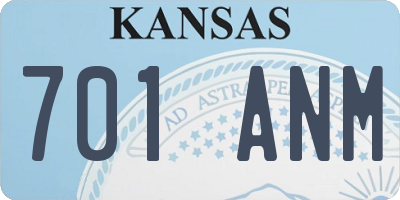 KS license plate 701ANM