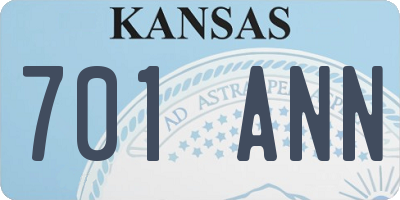 KS license plate 701ANN