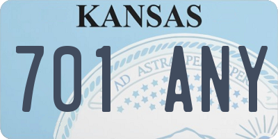 KS license plate 701ANY