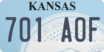 KS license plate 701AOF