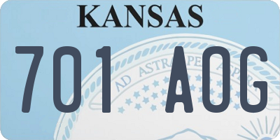 KS license plate 701AOG