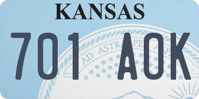 KS license plate 701AOK