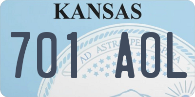KS license plate 701AOL