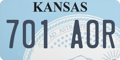 KS license plate 701AOR
