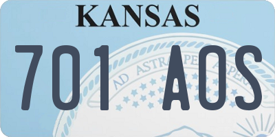 KS license plate 701AOS
