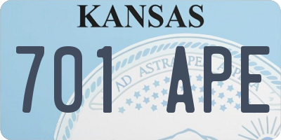 KS license plate 701APE