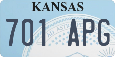 KS license plate 701APG