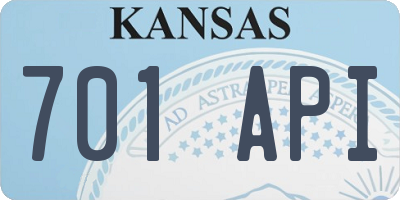 KS license plate 701API