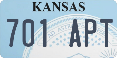 KS license plate 701APT