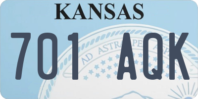 KS license plate 701AQK