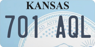 KS license plate 701AQL