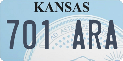 KS license plate 701ARA