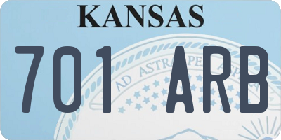 KS license plate 701ARB