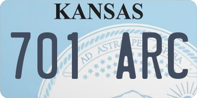KS license plate 701ARC