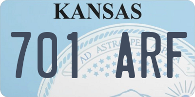 KS license plate 701ARF