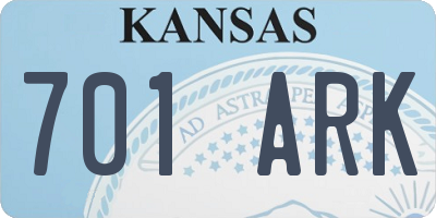 KS license plate 701ARK