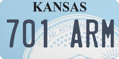 KS license plate 701ARM