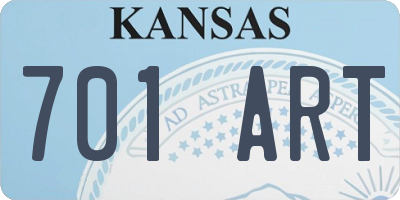KS license plate 701ART