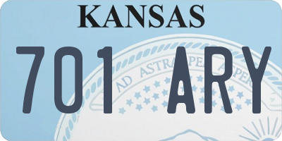 KS license plate 701ARY