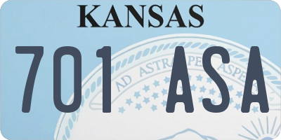KS license plate 701ASA