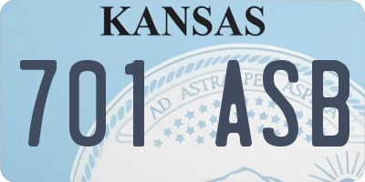 KS license plate 701ASB