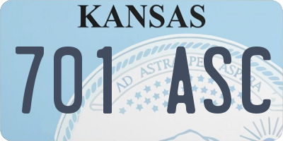 KS license plate 701ASC