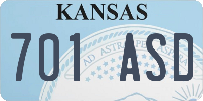 KS license plate 701ASD