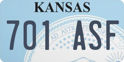 KS license plate 701ASF