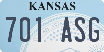 KS license plate 701ASG
