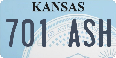 KS license plate 701ASH