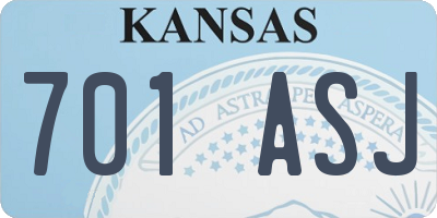 KS license plate 701ASJ