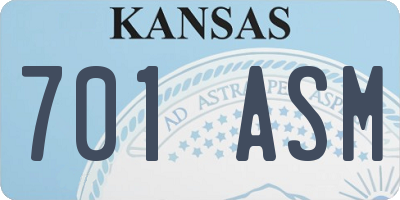 KS license plate 701ASM