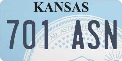 KS license plate 701ASN
