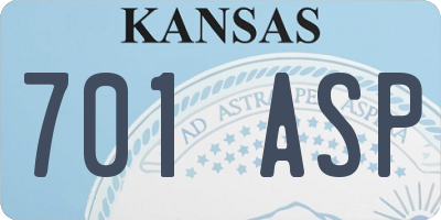 KS license plate 701ASP