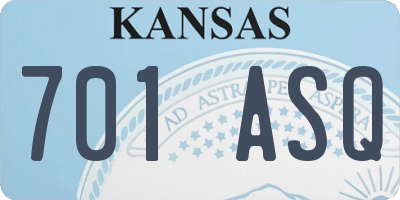 KS license plate 701ASQ