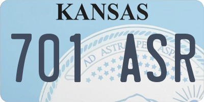 KS license plate 701ASR