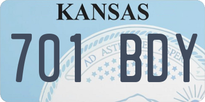 KS license plate 701BDY