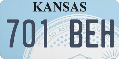 KS license plate 701BEH