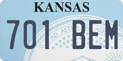 KS license plate 701BEM