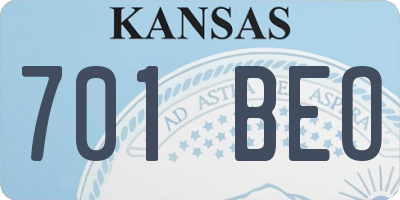 KS license plate 701BEO