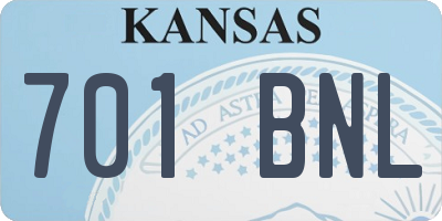 KS license plate 701BNL