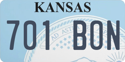 KS license plate 701BON