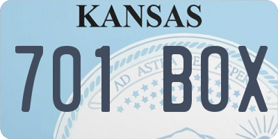 KS license plate 701BOX