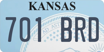 KS license plate 701BRD