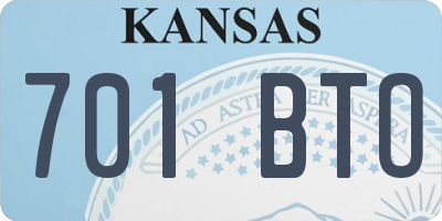 KS license plate 701BTO