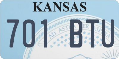 KS license plate 701BTU