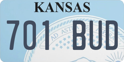 KS license plate 701BUD