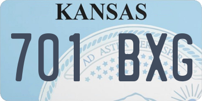 KS license plate 701BXG
