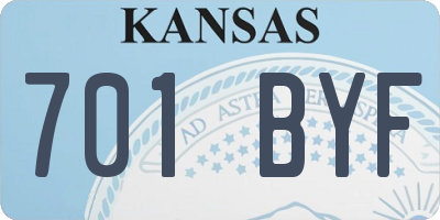 KS license plate 701BYF