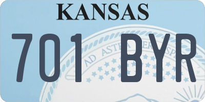 KS license plate 701BYR